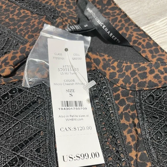 White House Black Market Long-Sleeve  Jersey Lace Long Sleeve Tunic Blouse - Picture 9 of 12